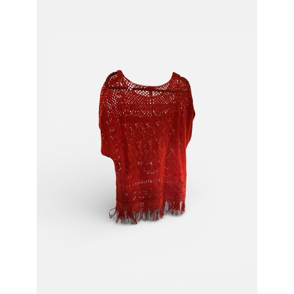 Chico's Tops - CHICOS OS WOMENS ORANGE CROCHETED OPEN WEAVE TOP Boho